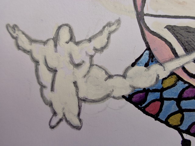 Just another clown blowing smoke for Jesus (detail)