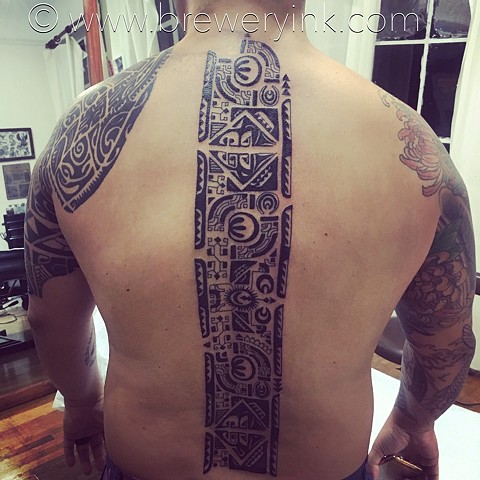 tim's polynesian back tattoo addition 