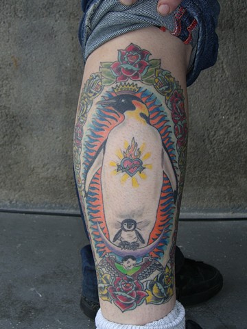 virgin mary penguin tattoo