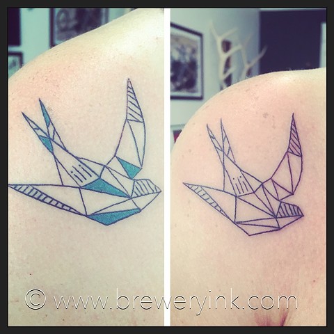 geometic sparrow tattoos
