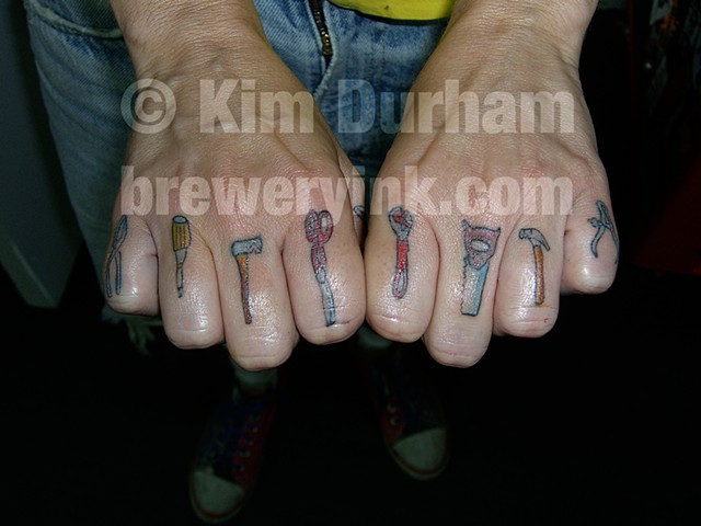 hand tools finger tattoos