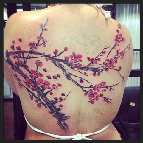 watercolor cherryblossom tattoo