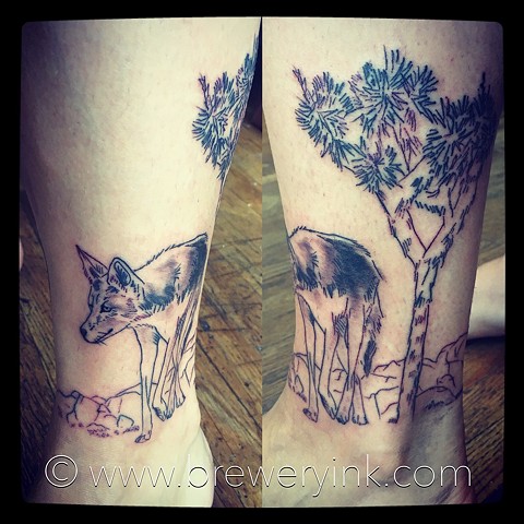 lone wolf and joshua tree tattoo