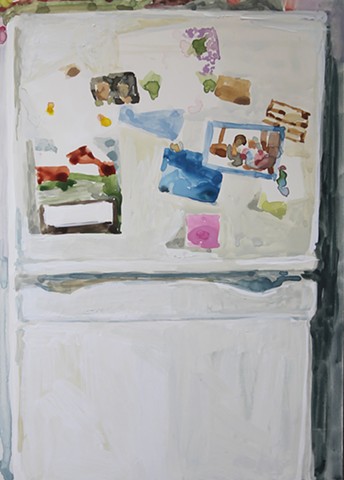 Kari Dunham, 40 Days Forty Sacraments, Day 5, gouache painting refrigerator