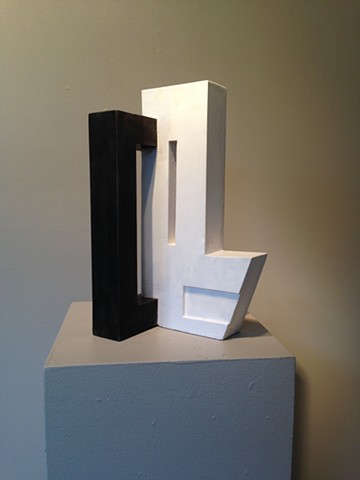 Plaster and steel abstract sculpture