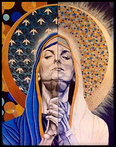 Praying Madonna acrylic painting 