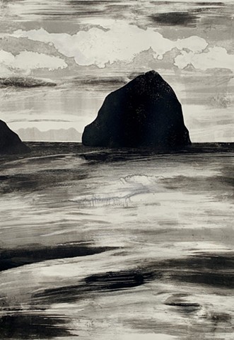 Monotype, Haystack Rock on Cannon Beach, Oregon