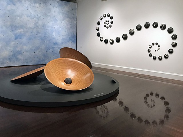 "Spatially Extended", "Night Sky Spiral II" and "Breathe" gallery installation.
