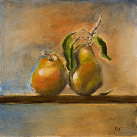 Still life of two pears