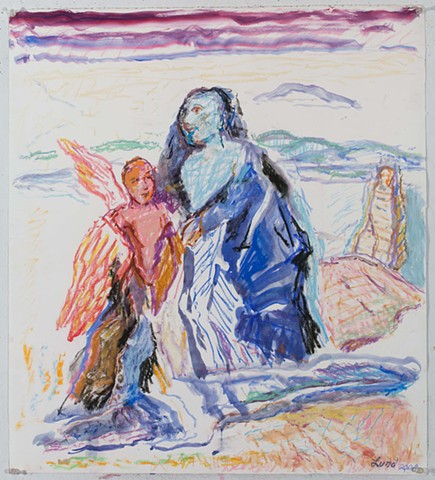 WANDERER AND SERAPH
pastel, mixed media, on paper