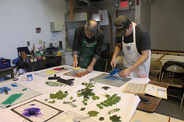 Leaf printing workshop at Barrett Art Center, Poughkeepsie, NY
