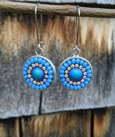 Blue Ombre Mosaic drop Earrings