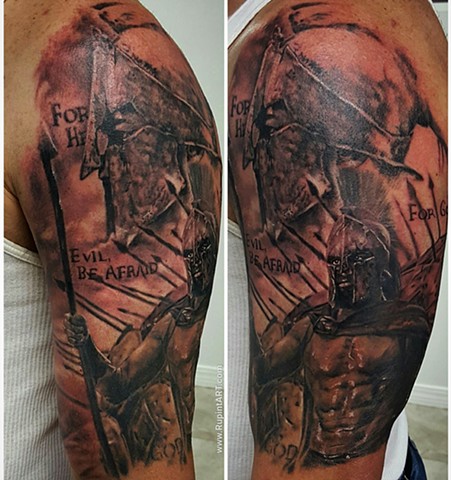 300 tattoo. trojan warrior roman soldiers. realistic tattoo