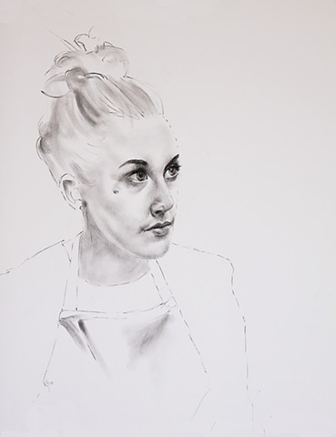 Jess Charcoal on paper, 19 x 24 inches.