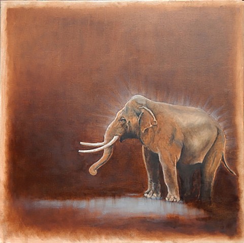 Oil painting of asian elephant by Kandy Stern.