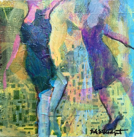 Female figures dance acrylic painting