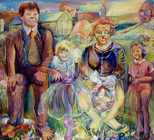 An unusual portrait of family dressed for Easter