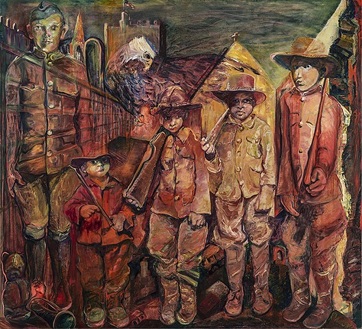 boy soldiers, WWI, responsive painting to poem