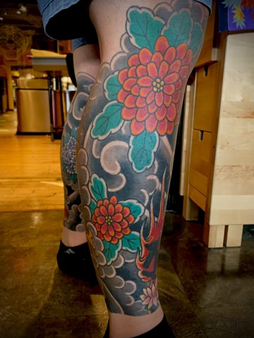 Japanese flowers tattoo