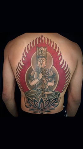 Dainichi Nyorai 
(Outline done with machine all color and shading done by tebori) 