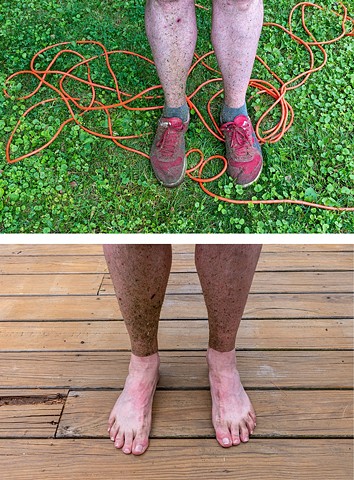 above: before weed whacking, 7-14-18
below: after taking my sneakers off from weed whacking, 7-14-18
