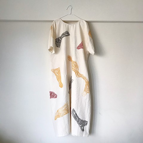 Woodblock printed lightweight cotton, free-size