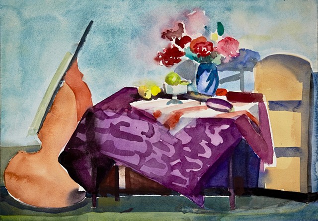 Table with Purple Cloth