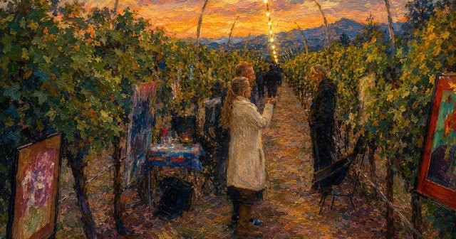 My Paintings at a Vineyard Art Exhibit