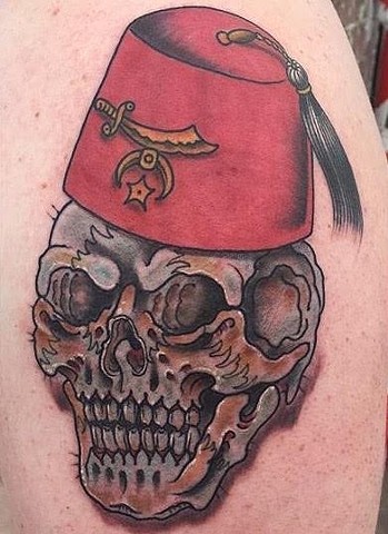 Shriner fez skull tattoo