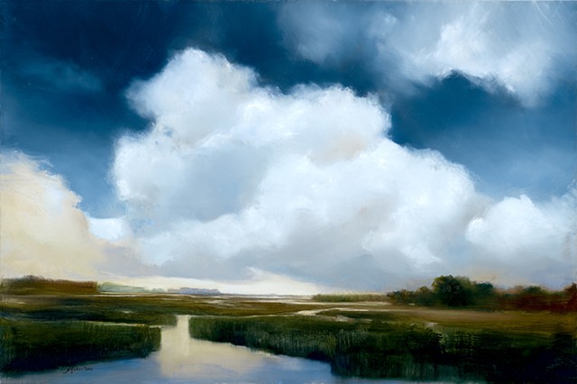 cloudscape over salt marsh