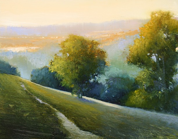 Landscape Oil painting of golden valley by Janine Robertson