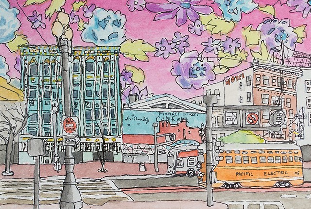 San Francisco Hoods #5. Watercolor and ink on paper. Art by Eric Dyer