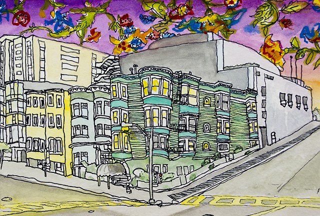 San Francisco Houses #23. Watercolor and ink on paper. Art by Eric Dyer