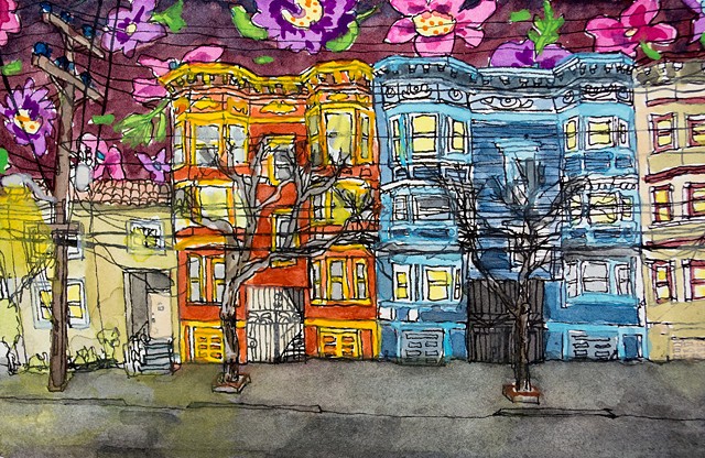 San Francisco Houses #22. Watercolor and ink on paper. Art by Eric Dyer