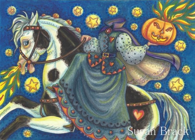 Sleepy Hollow Headless Horseman Woman Horse Halloween Susan Brack Art License