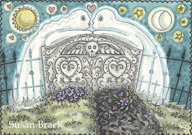 Ghost Lovers Husband Wife Cemetery Tombstone Grave Spirits Susan Brack Art