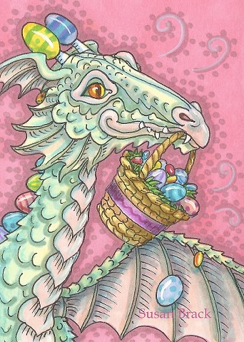 Easter Egg Basket Dragon Whimsy Cartoon Susan Brack Holiday Art License
