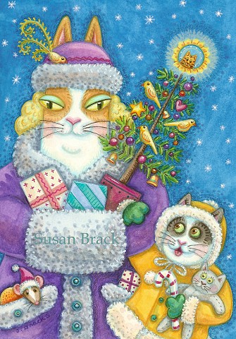 Hiss N' Fitz Cat Kitten Christmas Gifts Susan Brack Art Feline Humor EBSQ License