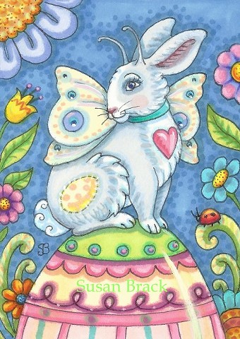 Easter Bunny Rabbit Fairy Faerie Egg Holiday Whimsy Spring Hare Susan Brack Folk Art