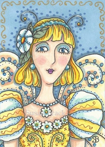 Fairy Garden Party Girl Nymph Sprite Portrait Fantasy Susan Brack Art Artist