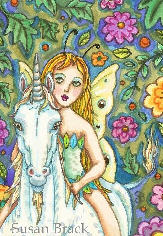 Fairy Faerie Unicorn Horse Girl Enchanted Susan Brack Art Illustration License