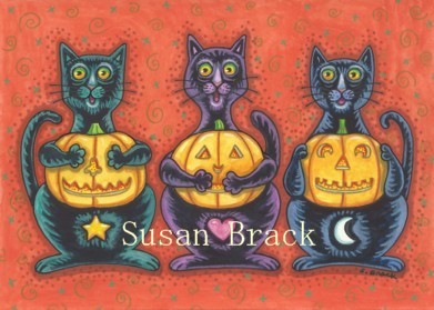 Black Cats See No Evil Halloween Jack O Lanterns Susan Brack