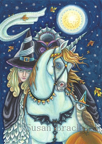 Headless Horseman Witch Woman Goth Gothic Horse Halloween Susan Brack