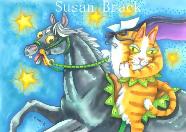 Hiss N' Fitz Halloween Cat Sleepy Hollow Headless Horseman Susan Brack Art Feline EBSQ