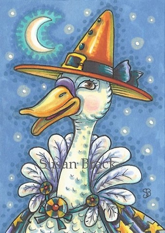 Hallween Witch Goose Duck Holiday Susan Brack Art Illustration Licence Licensing