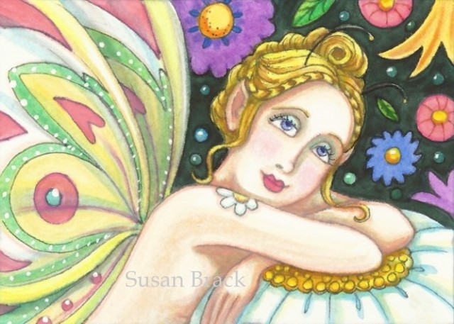 Fairy Nymph Butterfly Wings Girl Fantasy Flower Garden Susan Brack Art License
