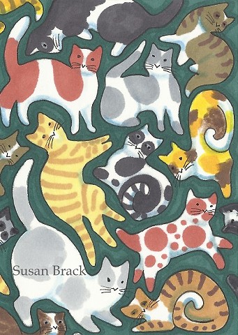 Cats Felines Kittens Design Calico Susan Brack Art Illustration License