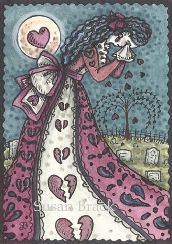 Cemetery Mourning Broken Heart Goth Gothic Valentine Susan Brack Art Illustration