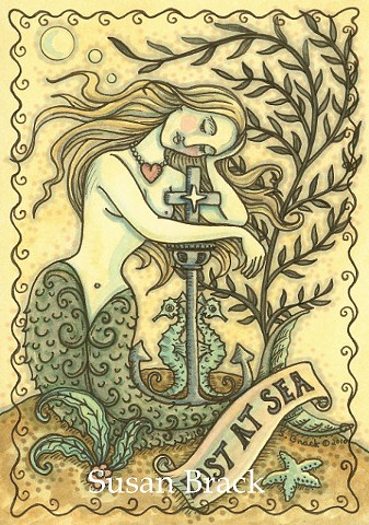 Lost At Sea Anchor Sailor's Grave Mermaid Siren Illustration Fantasy Susan Brack Art License