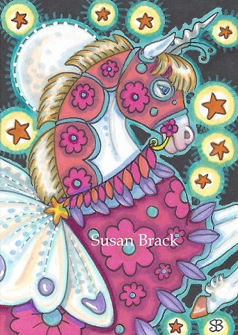 Fairy Fantasy Moon Moth Unicorn Horse Pony Susan Brack Art Illustration License Equine